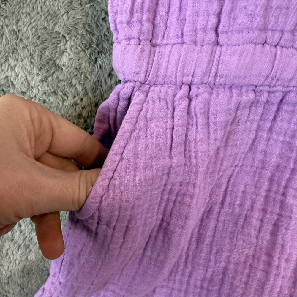 Primary Lilac Purple Romper Girls 12 Summer Cotton Muslin - Picture 3 of 6